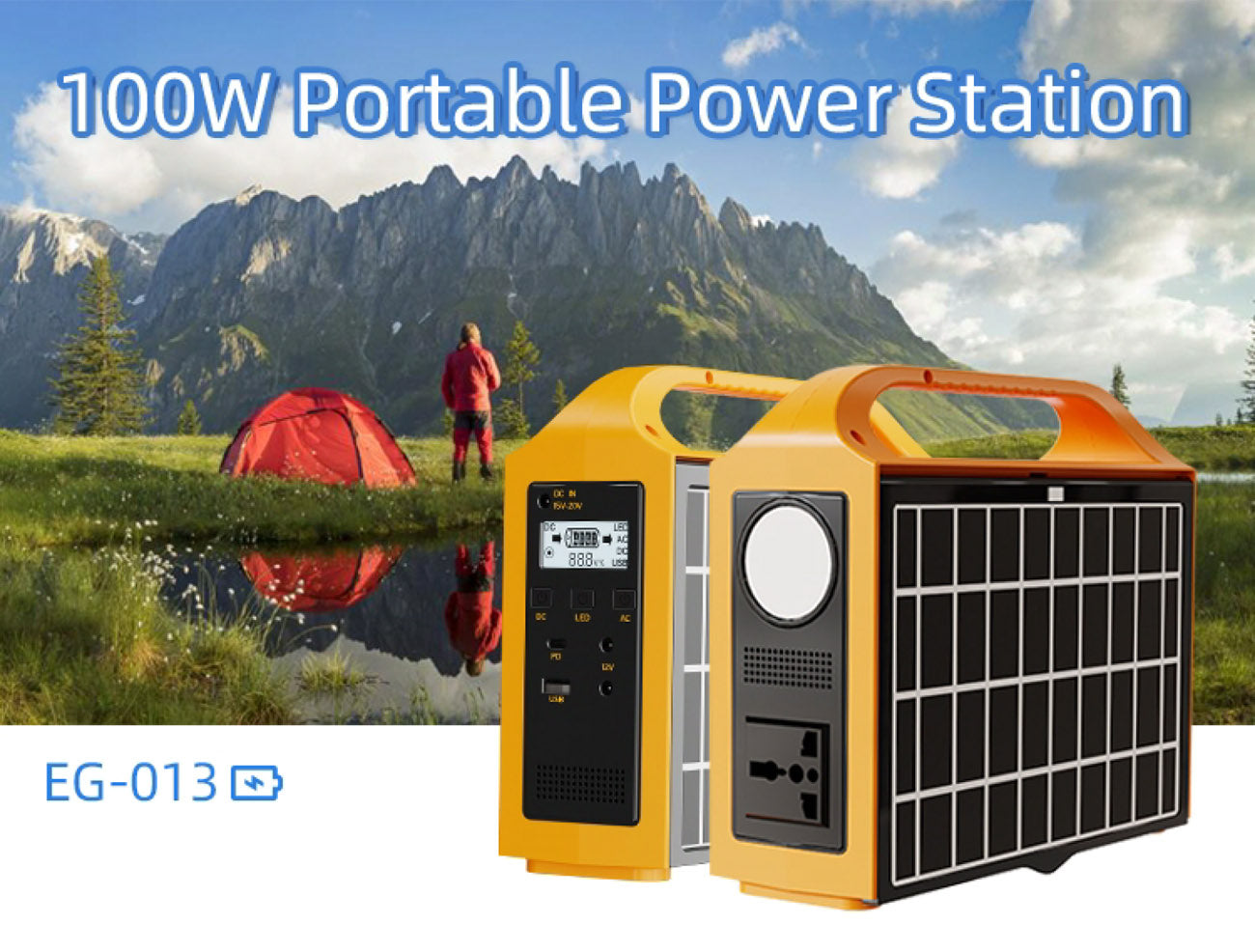محول طاقة شمسي محمول CRONY EG-013 بقدرة 100 واط، بطارية LiFePO4 بسعة 76.8 واط ساعة، شحن سريع USB PD