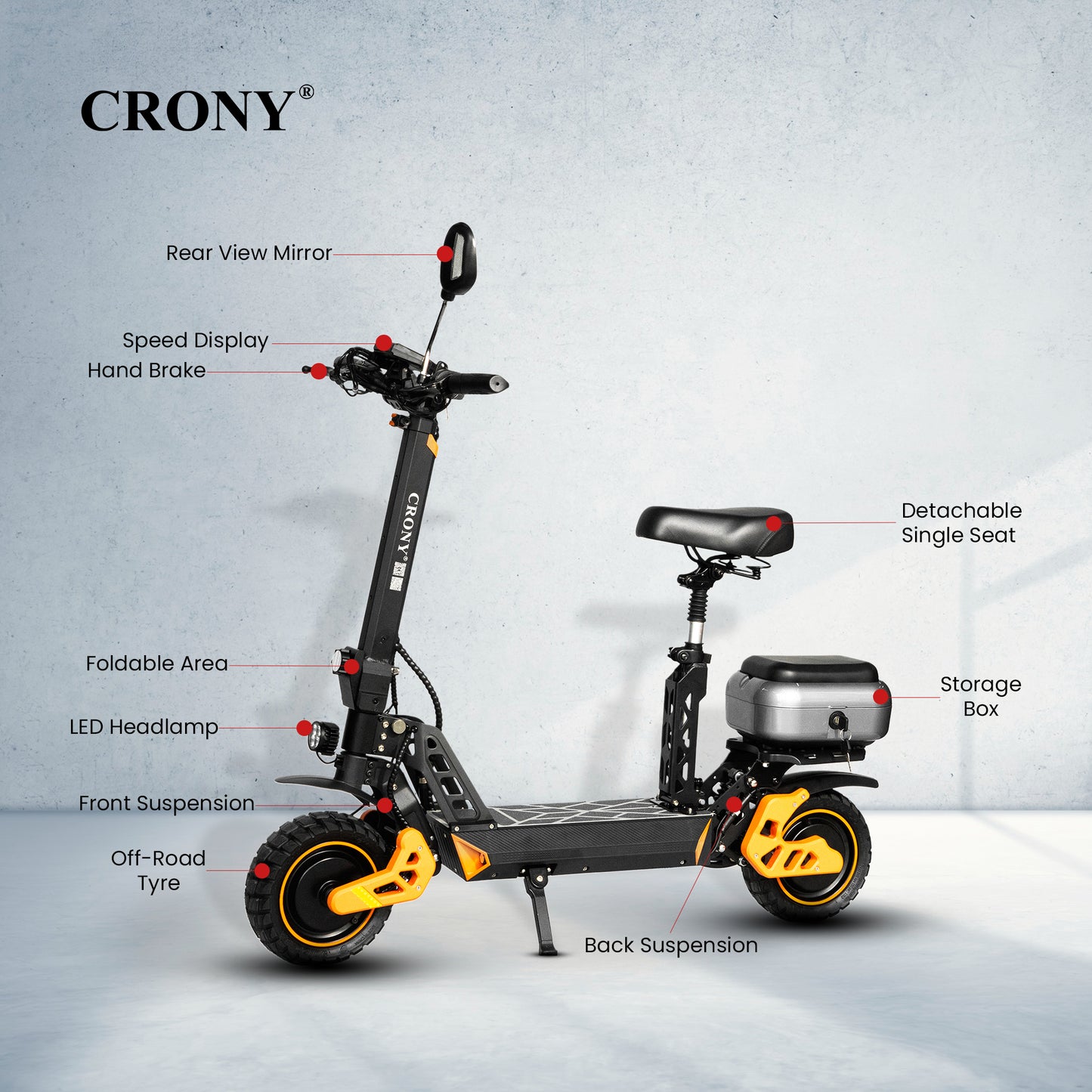 CRONY M4 Max Foldable Electric Scooter with Front/Rear Suspension Designed