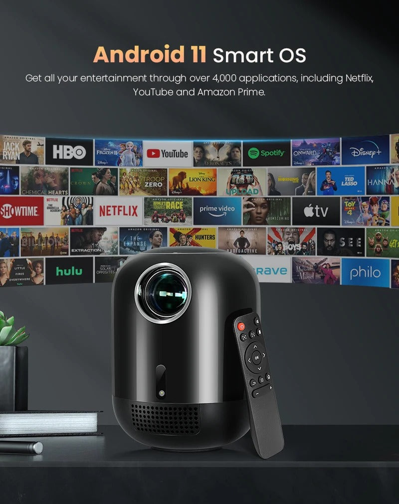كروني L010 جهاز عرض ذكي بشاشة LCD أندرويد 11 واي فاي صغير محمول 4K فل اتش دي 1080p