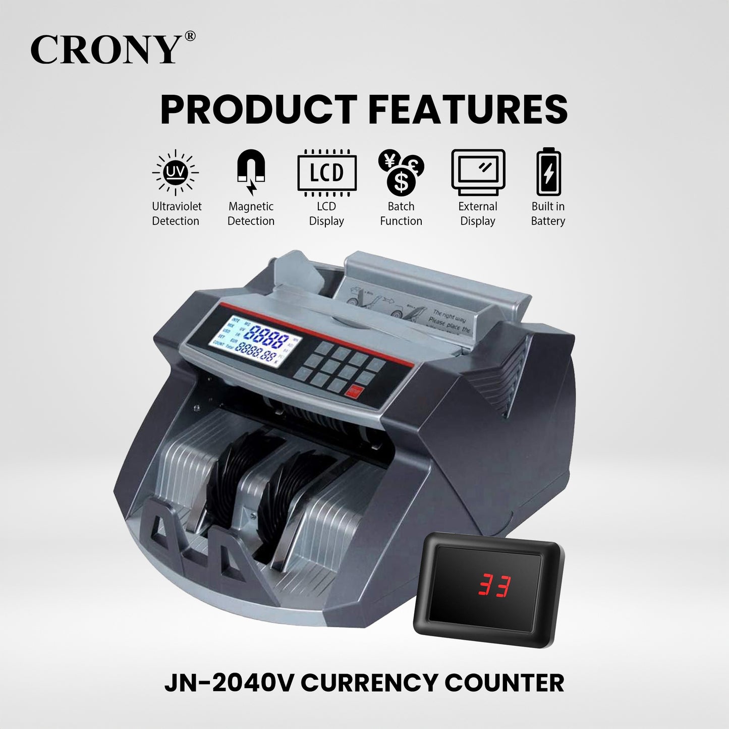 CRONY Banknote Verifiers JN-2040V Money Counter machine Banknote Verifiers