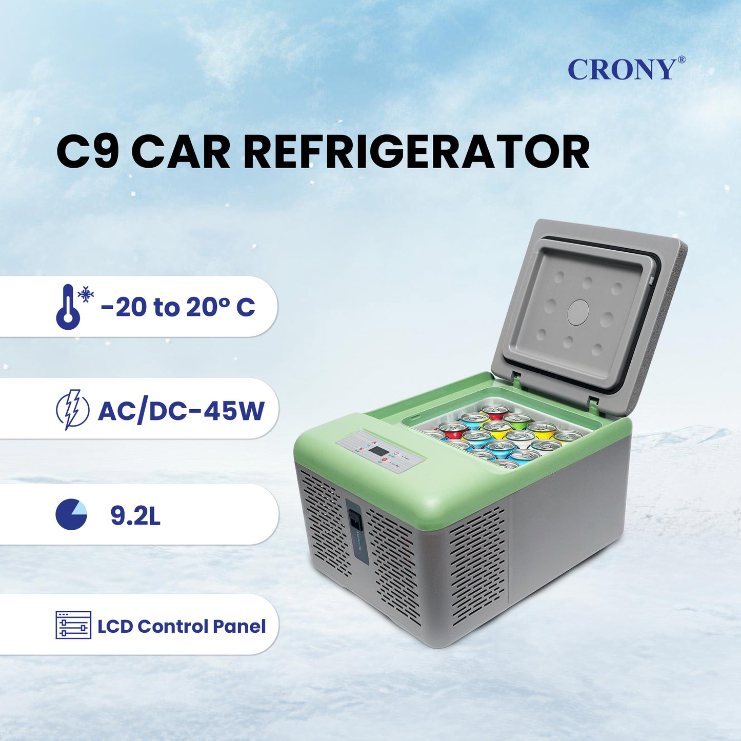 CRONY Car Refrigerator 9L-C9 compressor beauty mini fridge cosmetics skincare mobile cooler box