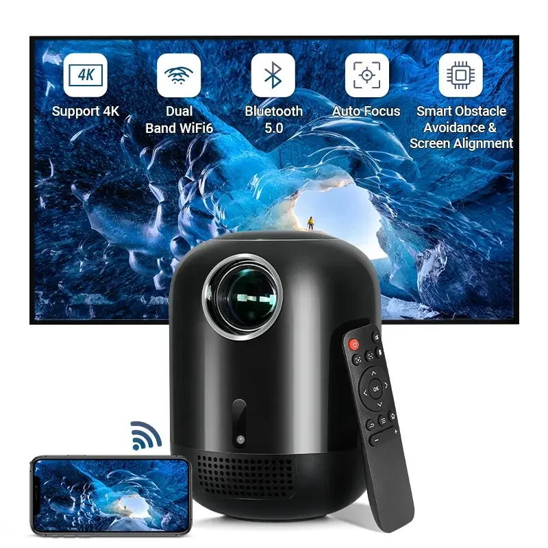 كروني L010 جهاز عرض ذكي بشاشة LCD أندرويد 11 واي فاي صغير محمول 4K فل اتش دي 1080p