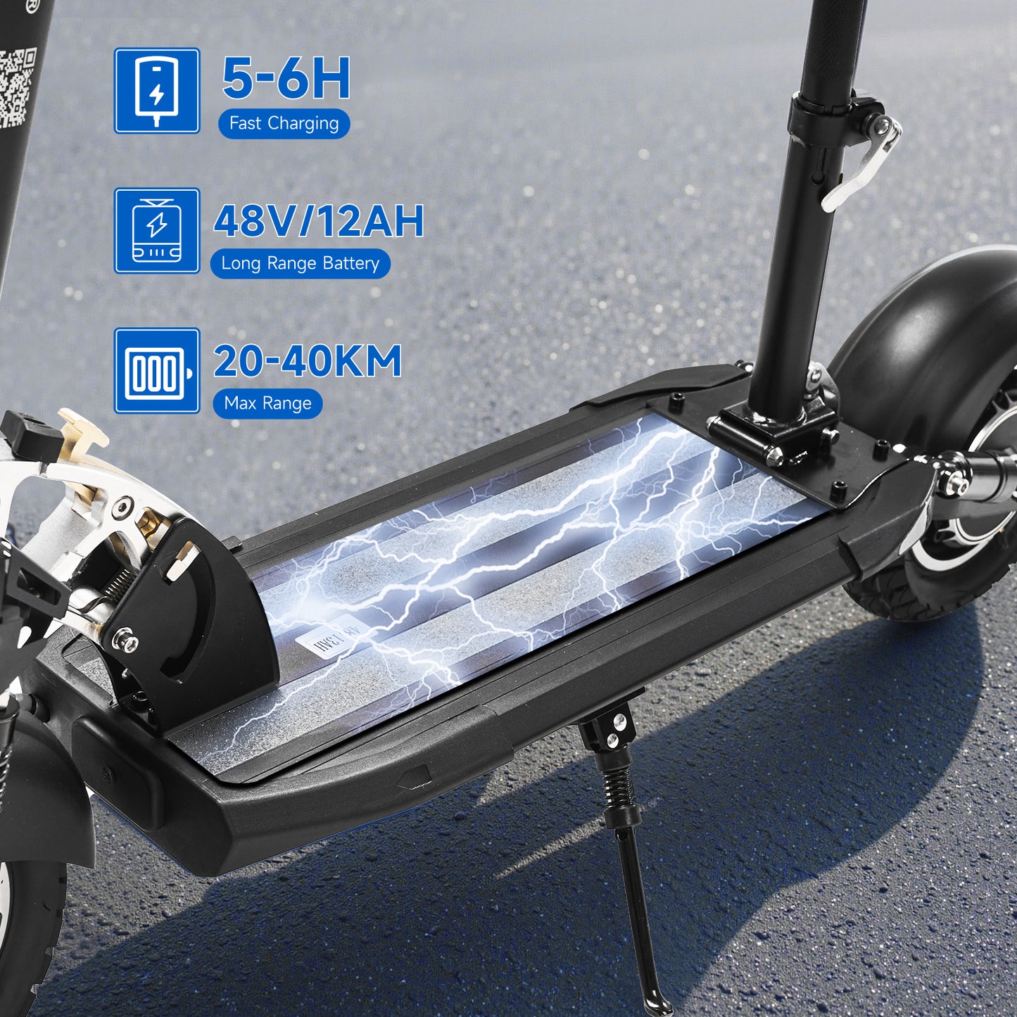 CRONY V10 Big Display+Seat Electric Scooter 1200W Motor 48V/14AH Battery 25-35KM Range Disc Brakes Front/Rear Suspension-2