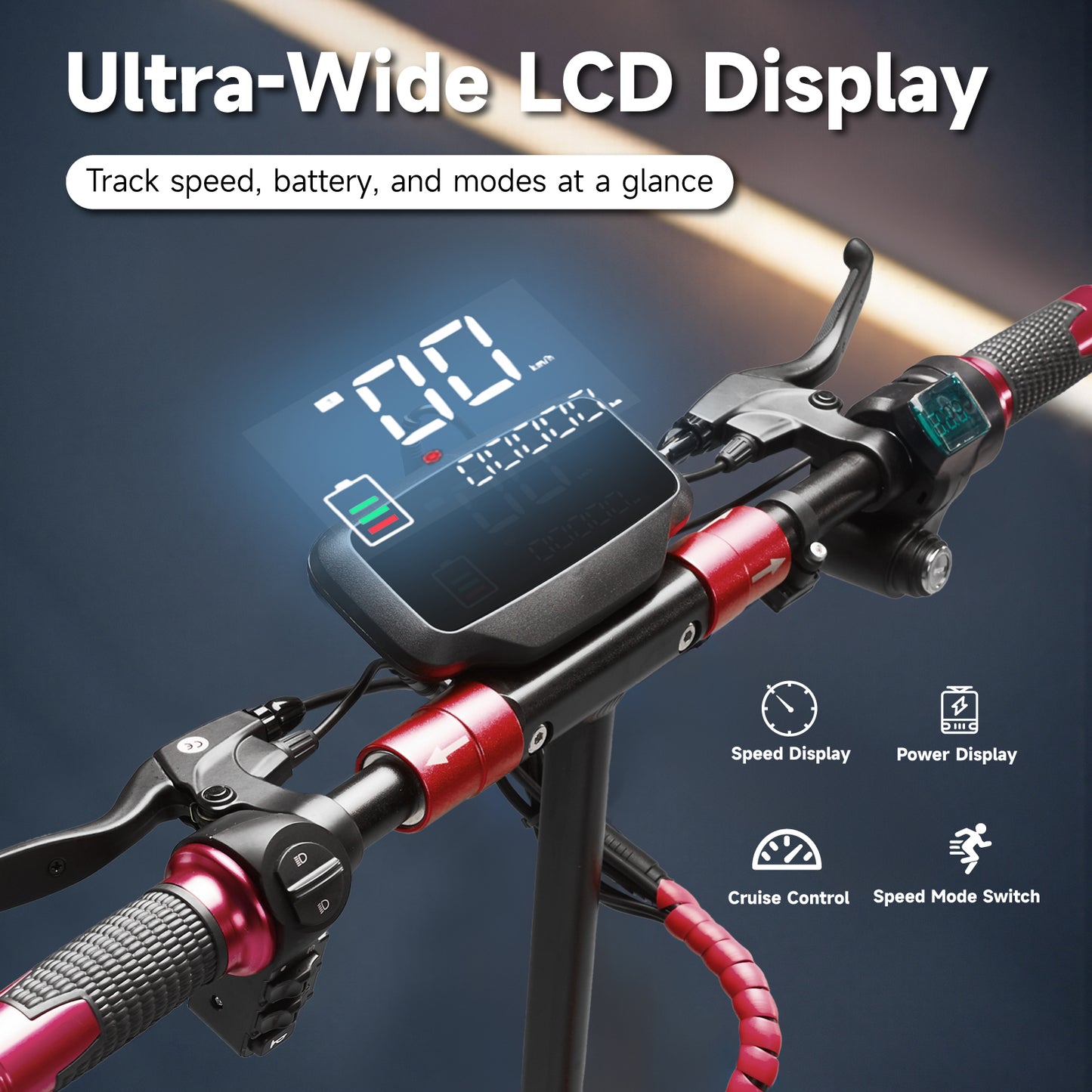 CRONY V10 Big Display+Seat Electric Scooter 1200W Motor 48V/14AH Battery 25-35KM Range Disc Brakes Front/Rear Suspension-2