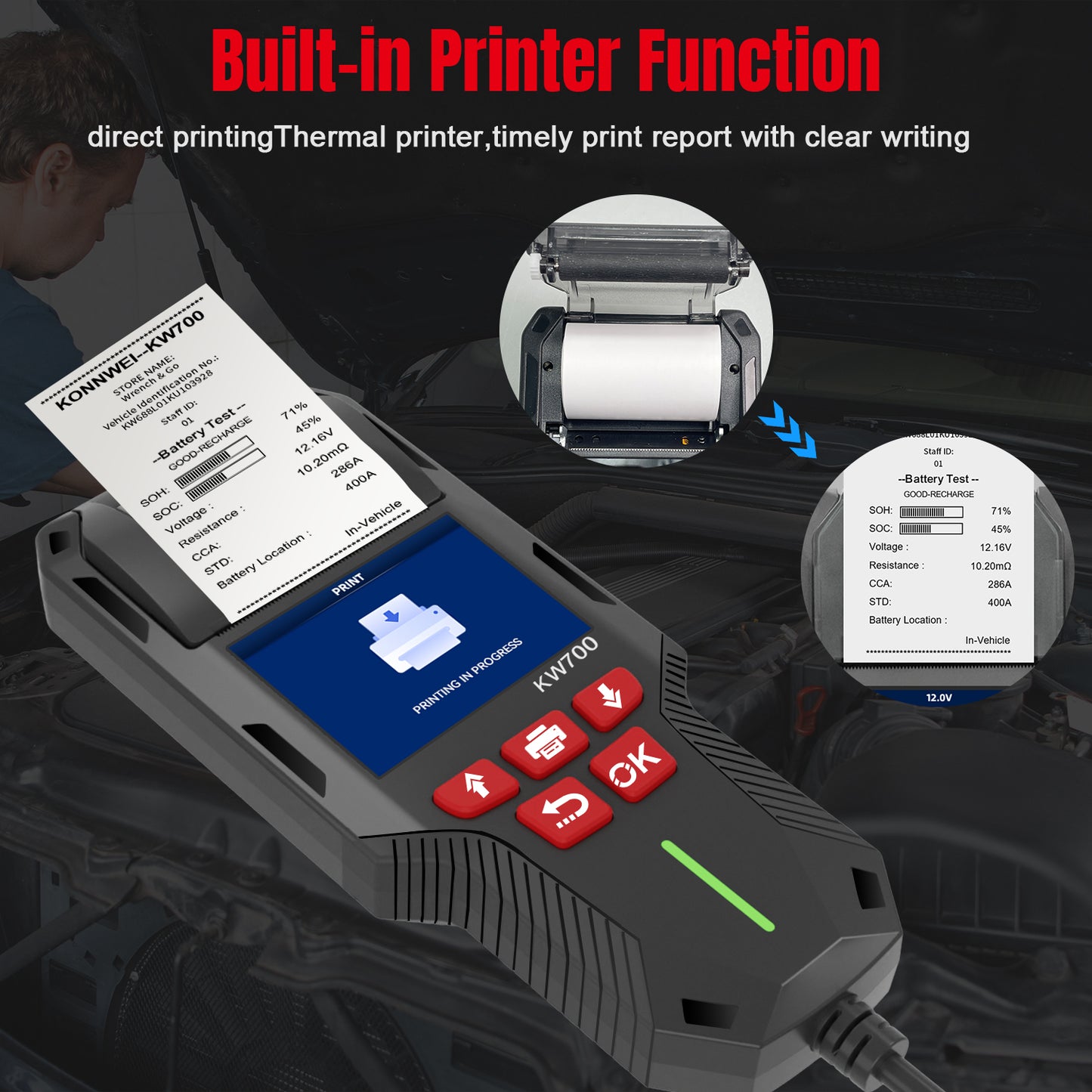 KONNWEI KW700 CAN OBD Scan Tool With Printing Function