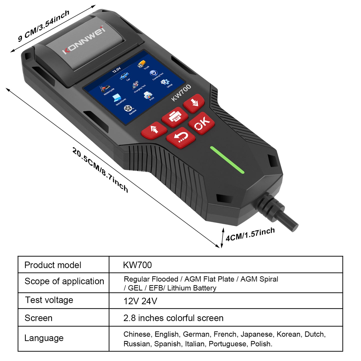 KONNWEI KW700 CAN OBD Scan Tool With Printing Function