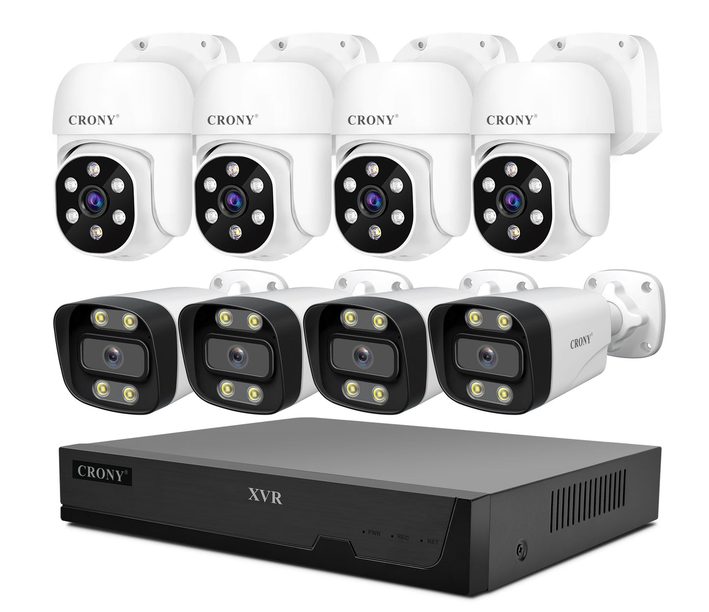 CRONY NVS008 Security Camera System 8 Channel 5MP Outdoor Indoor Surveillance DVR Kit with 8pcs 5MN AHD Cameras with Audio Night Vision Motion Detection