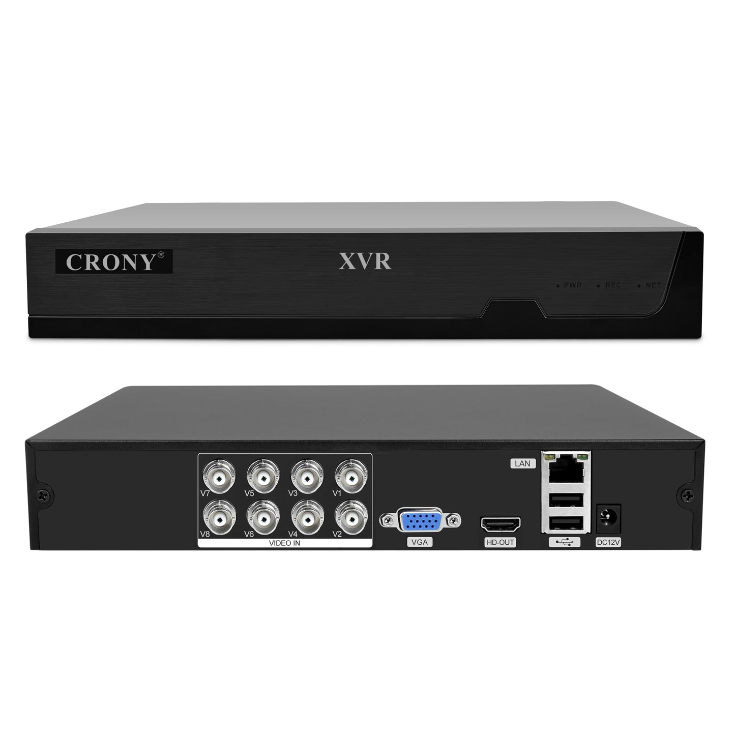 CRONY NVS008 Security Camera System 8 Channel 5MP Outdoor Indoor Surveillance DVR Kit with 8pcs 5MN AHD Cameras with Audio Night Vision Motion Detection
