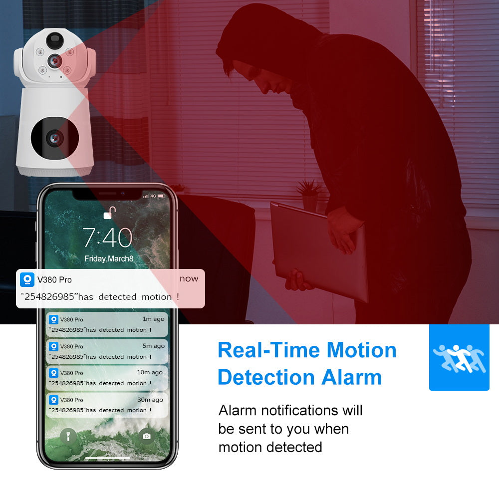 CRONY VQS003WIFI 4MP Wireless Security Camera Indoor Battery Powered WiFi Camera with Motion Detection Night Vision Two Way Audio Home Surveillance