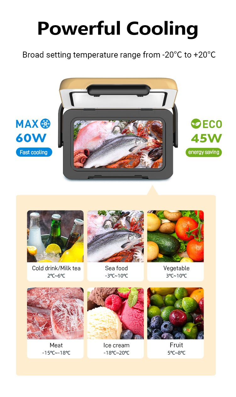 CRONY N20 20L Vehicle Refrigerator Compressor Freezer for Car Truck RV DC12V 24V AC Home Use -20℃ to 20℃ Electric Cooler for Camping Travel Outdoor Mini Fridge