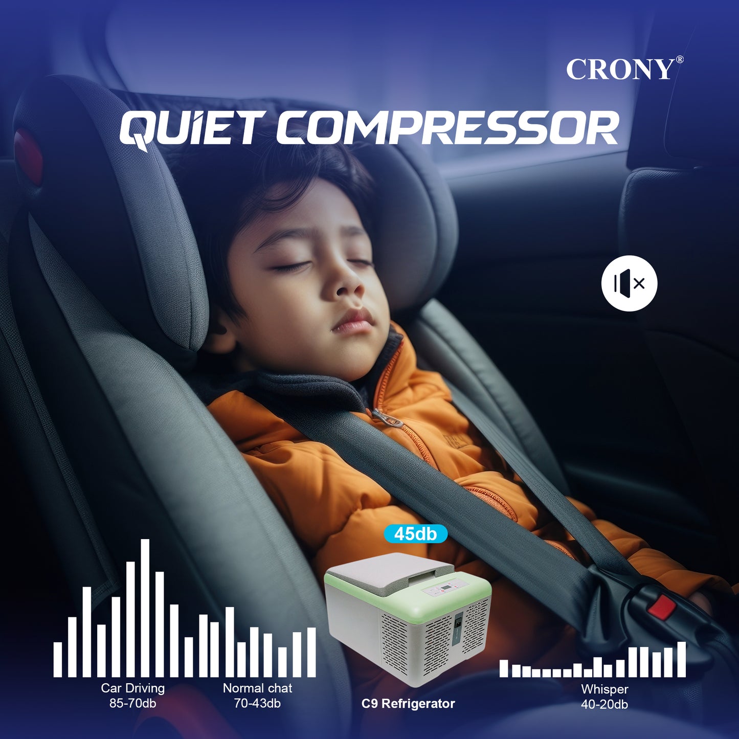 CRONY Car Refrigerator 9L-C9 compressor beauty mini fridge cosmetics skincare mobile cooler box