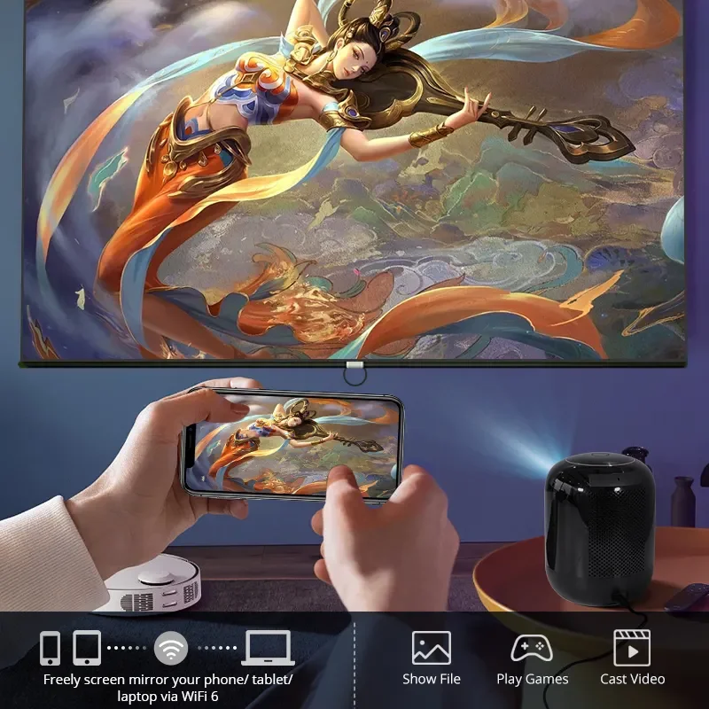 كروني L010 جهاز عرض ذكي بشاشة LCD أندرويد 11 واي فاي صغير محمول 4K فل اتش دي 1080p