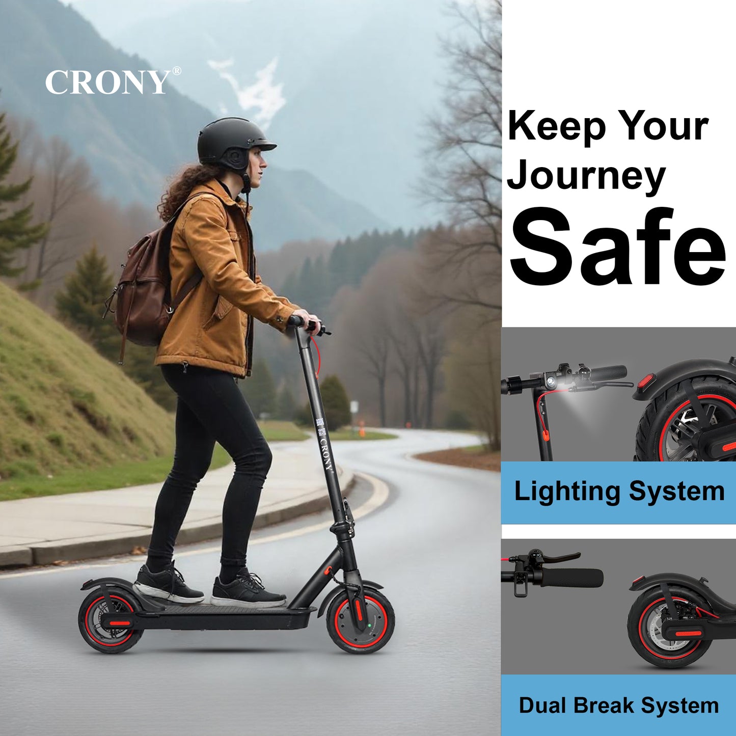 CRONY XM M365 scoote with APP 250W Motor 36V Battery App Connectivity Quick Easy Folding Rear Disc Brake