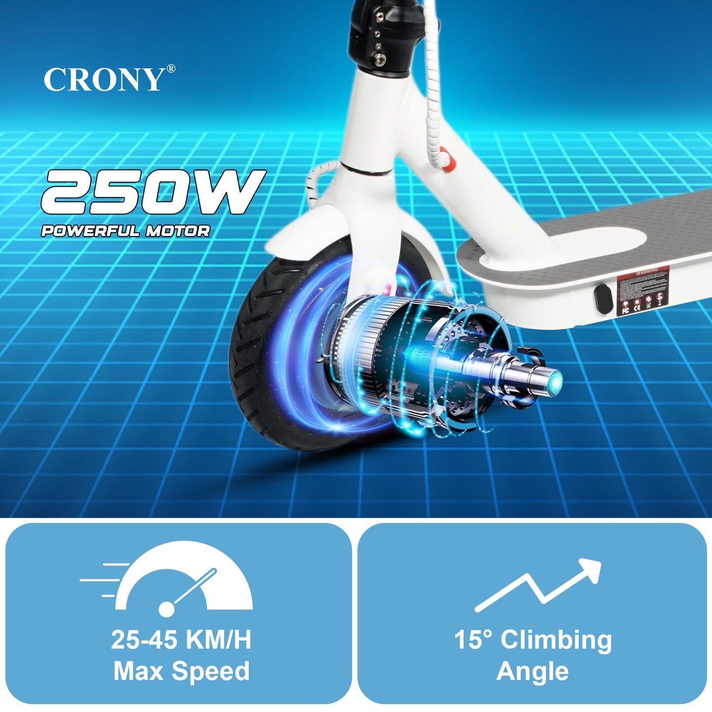 CRONY XM M365 scoote with APP 250W Motor 36V Battery App Connectivity Quick Easy Folding Rear Disc Brake