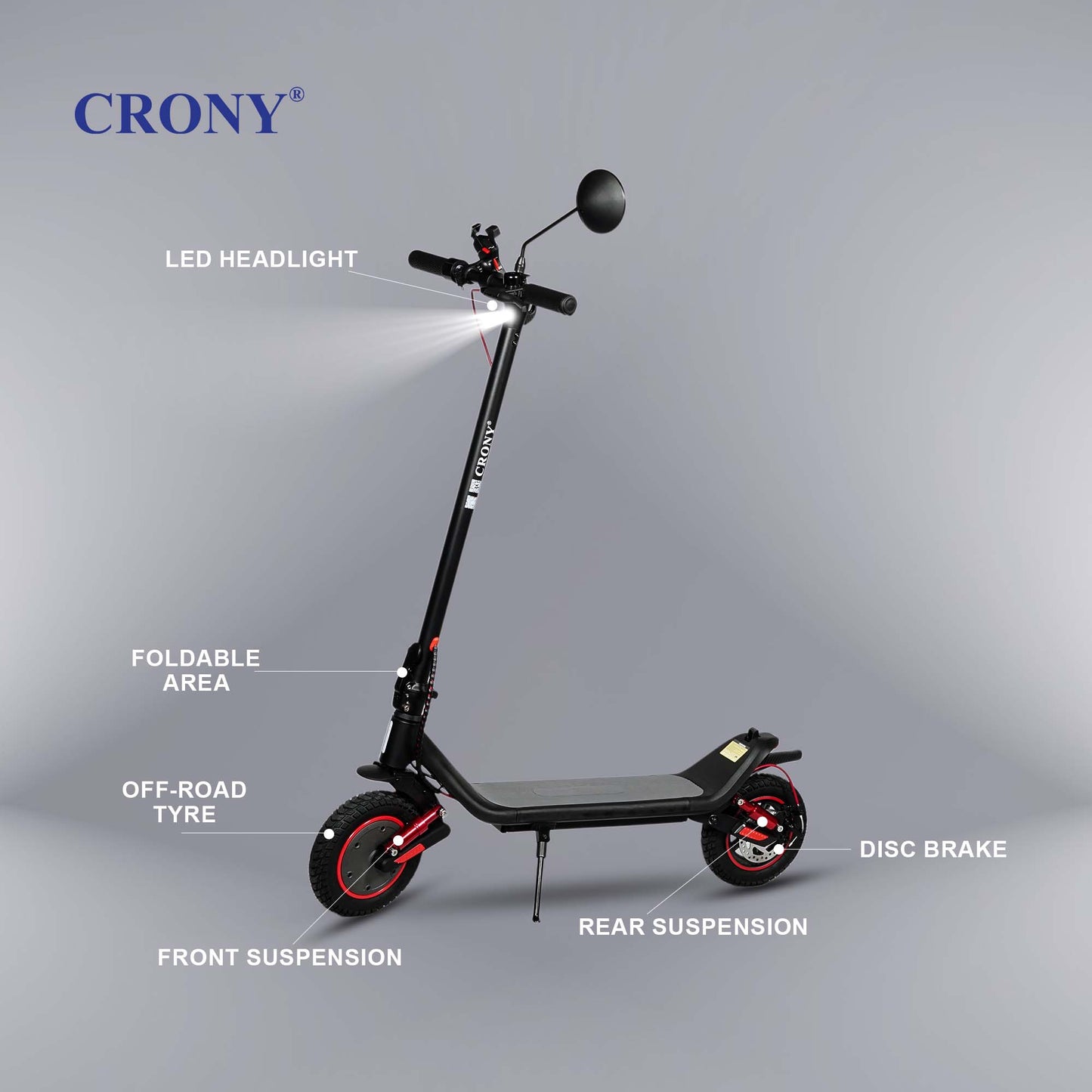 CRONY M365 MAX Dual suspension E-Scooter 500W Motor 36V/10AH Battery 20-30KM Range Back Disc Brake Front/Rear Suspension