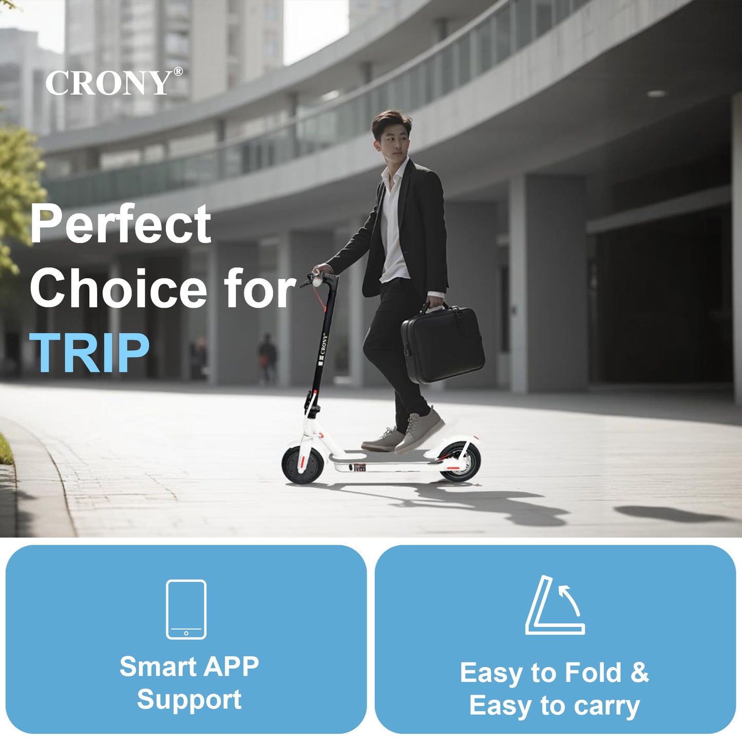 CRONY XM M365 scoote with APP 250W Motor 36V Battery App Connectivity Quick Easy Folding Rear Disc Brake