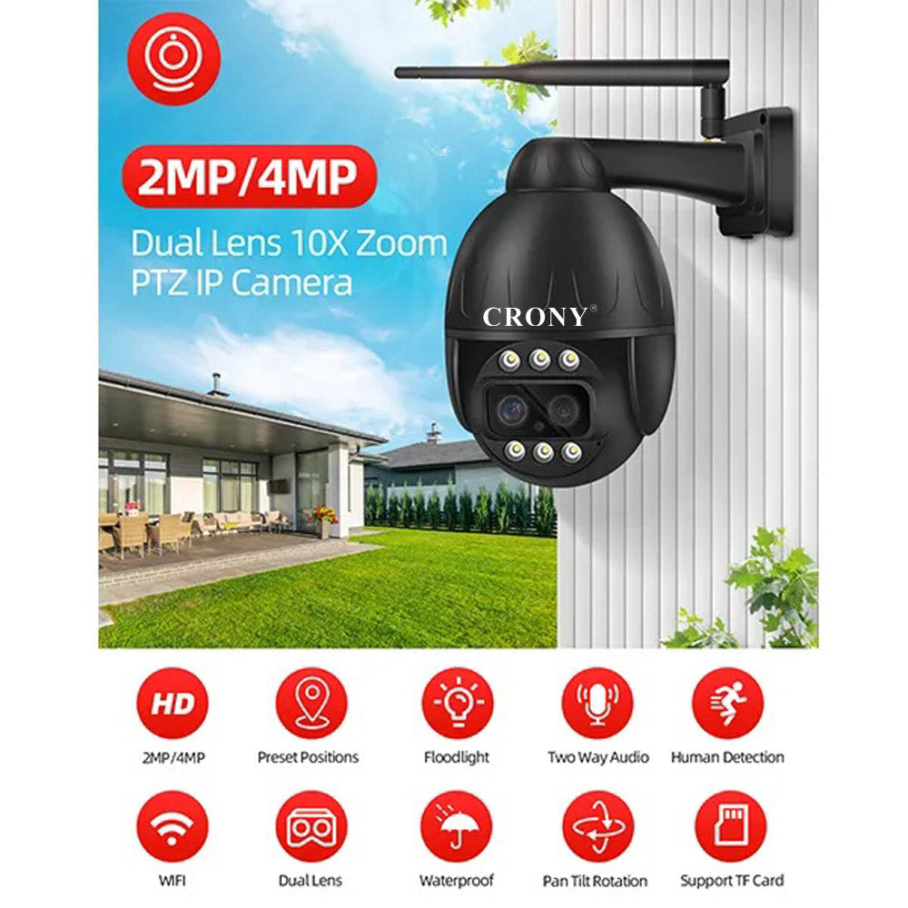 CRONY VST-DL26G-3IN1-4MP-10X 4G Camera Dual Lens 4K WiFi/Lan/4G GSM Pan Tilt Zoom Smart Security Camera