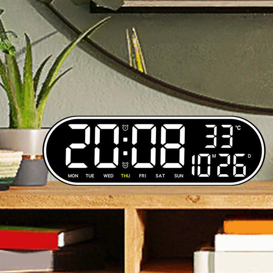 ساعة حائط رقمية CRONY 8021 ساعة منبه ساعة حائط مثبتة على الحائط قابلة للتعديل درجة الحرارة ساعة رقمية تحكم عن بعد للمنزل