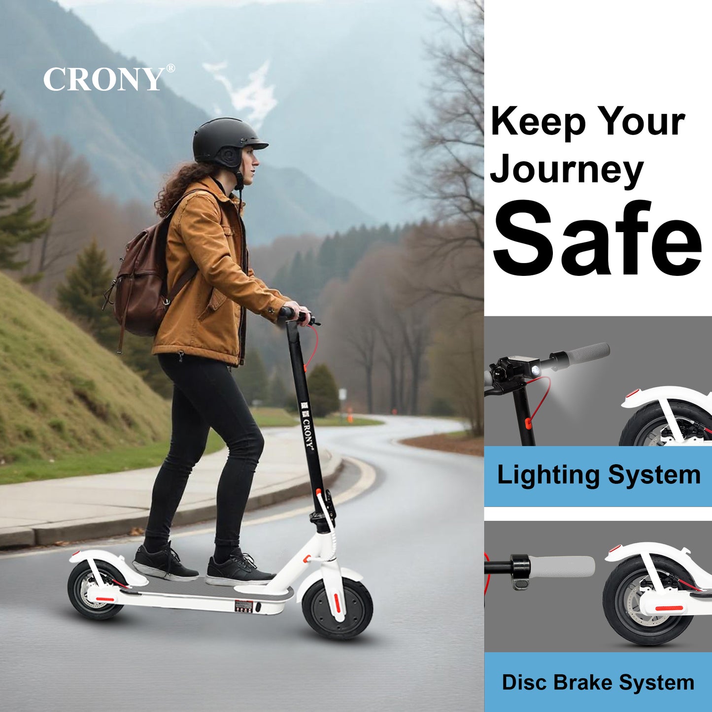 CRONY XM M365 scoote with APP 250W Motor 36V Battery App Connectivity Quick Easy Folding Rear Disc Brake