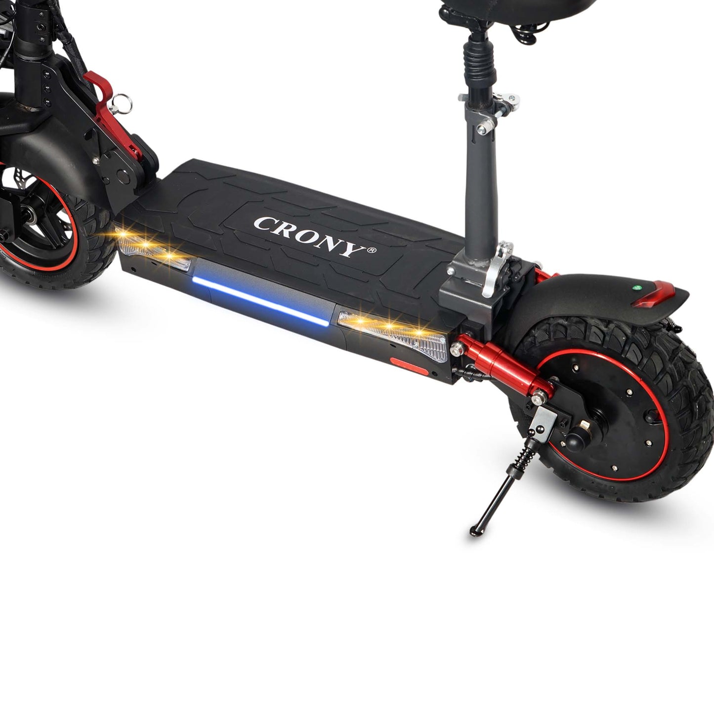 CRONY T4 Electric Scooter Big LCD Display With Seat 2000W Motor Smart App Control Triple LED Headlamps & Foldable Design with Smart Lock & Flashing Mode Front/Rear Suspension