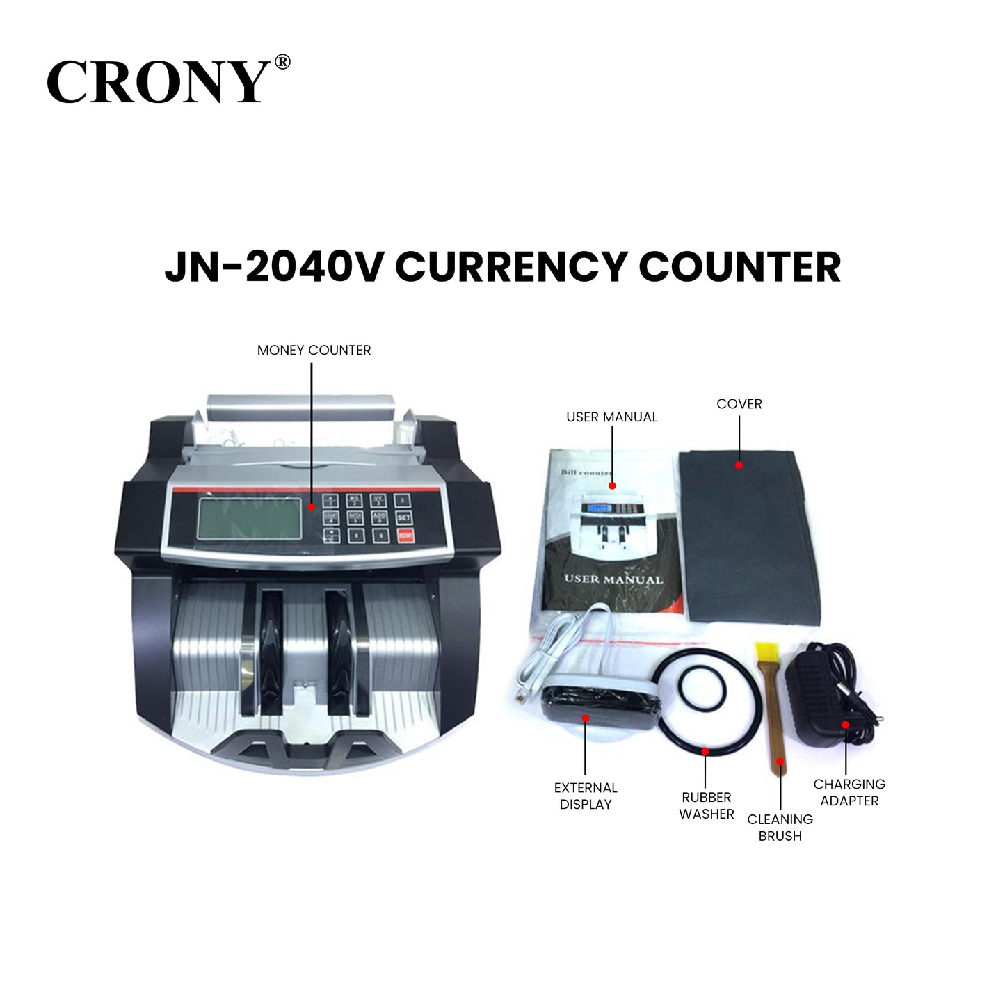 CRONY Banknote Verifiers JN-2040V Money Counter machine Banknote Verifiers