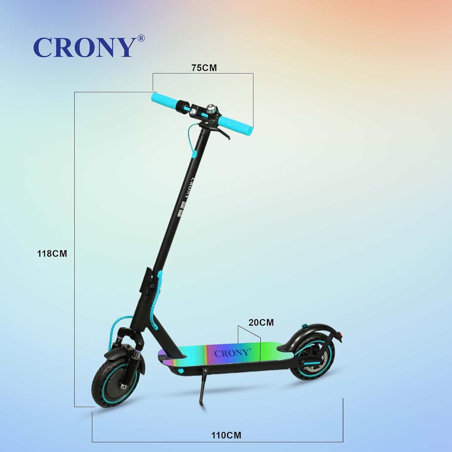 CRONY M365 Foldable Electric Scooter with Front Suspension Durable 7-Colors LED Deck Lights for Adults Kids
