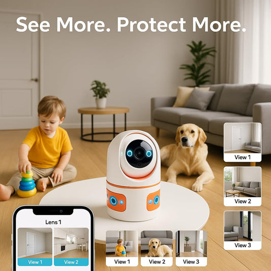 CRONY JF3M Wireless Security Camera Triple Lens PTZ WiFi Indoor Outdoor Home Surveillance 6MP Night Vision Motion Detection