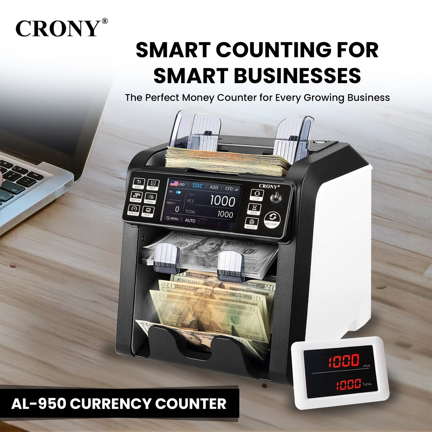 CRONY Banknote Verifiers AL-950 Multi Currency Mix Value Money sorter Pocket Money Counter and Sorter