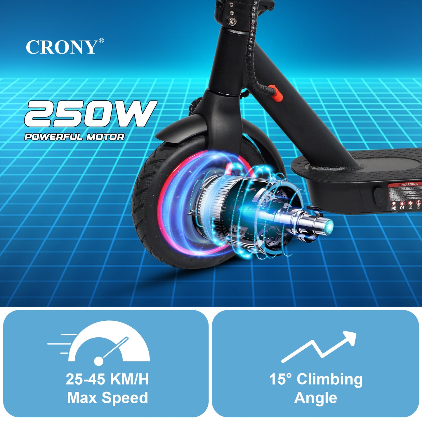 CRONY XM M365 scoote with APP 250W Motor 36V Battery App Connectivity Quick Easy Folding Rear Disc Brake