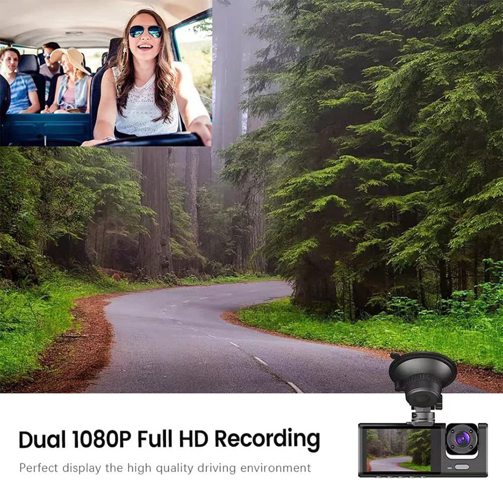 كروني S11 كاميرا ثلاثية 1920*1080 داشكام بزر ضغط 1080P DVR داشكام أمامية داخلية وكاميرا خلفية مسجل قيادة