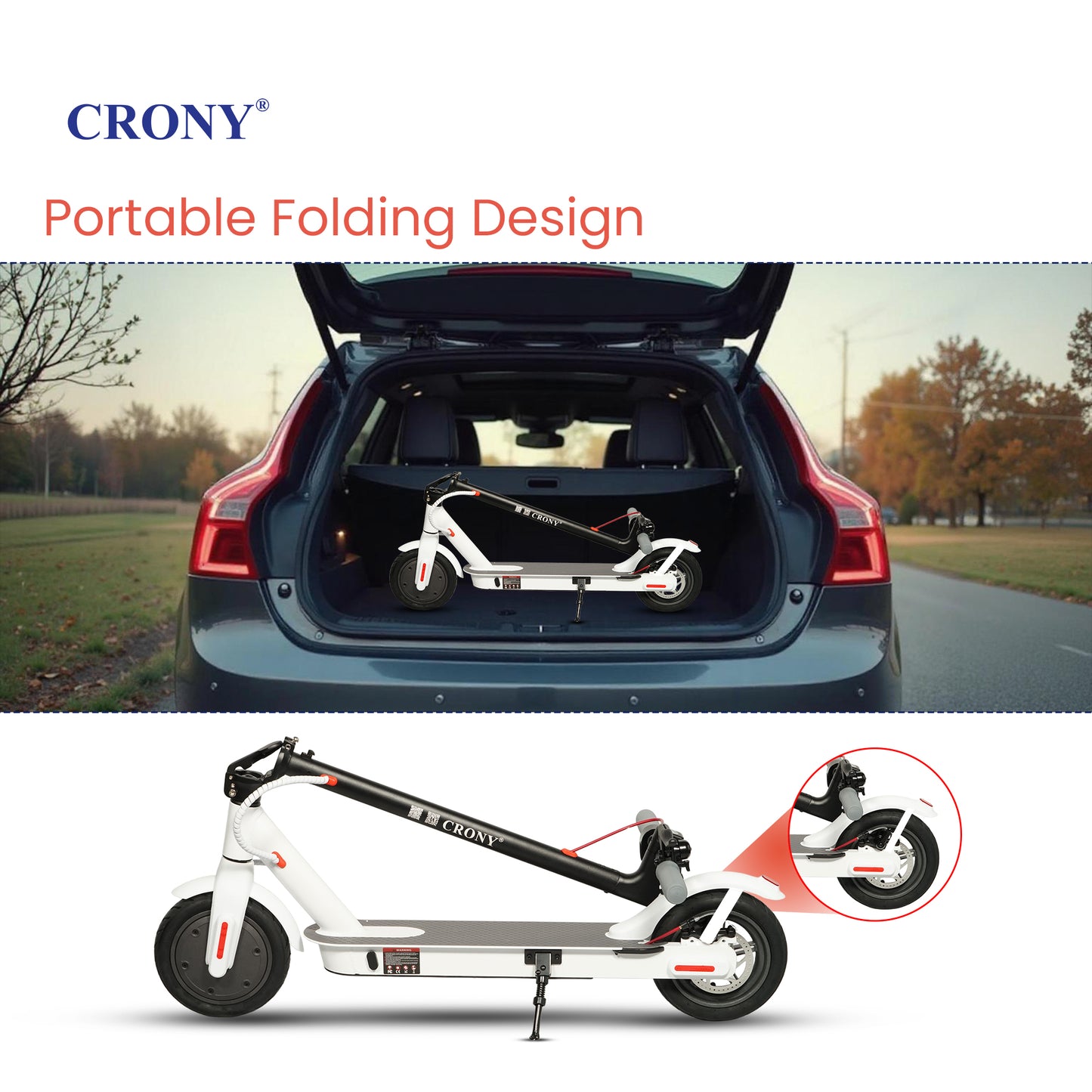 CRONY XM M365 scoote with APP 250W Motor 36V Battery App Connectivity Quick Easy Folding Rear Disc Brake