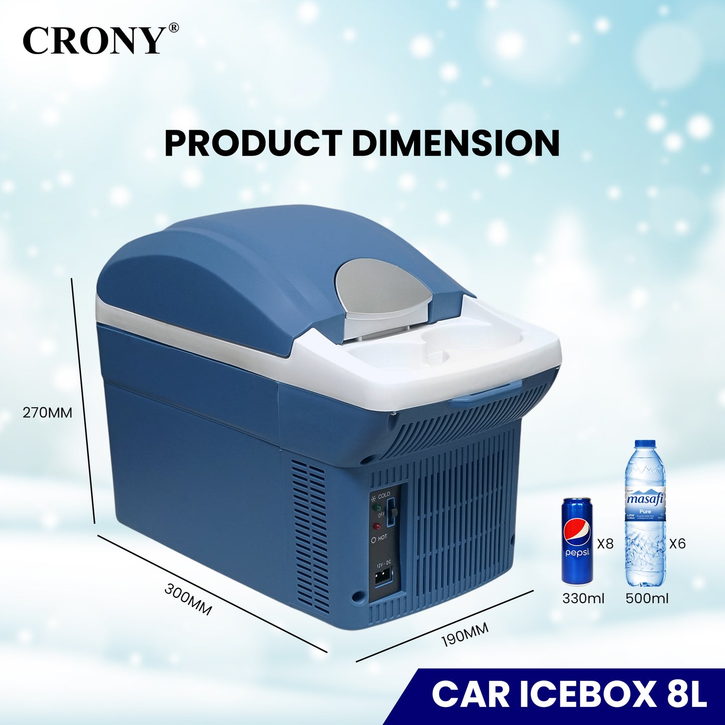 CRONY Car Icebox 8L Low Noise Compact Refrigerators Mini Fridge Portable Cooler Car Refrigerator