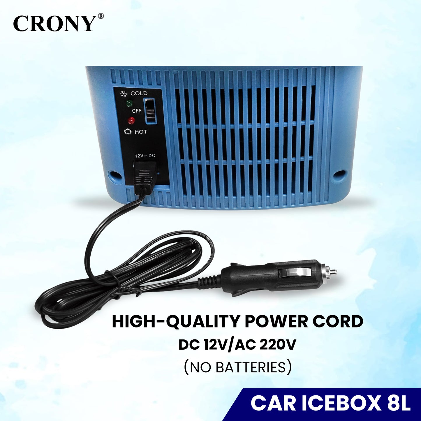 CRONY Car Icebox 8L Low Noise Compact Refrigerators Mini Fridge Portable Cooler Car Refrigerator