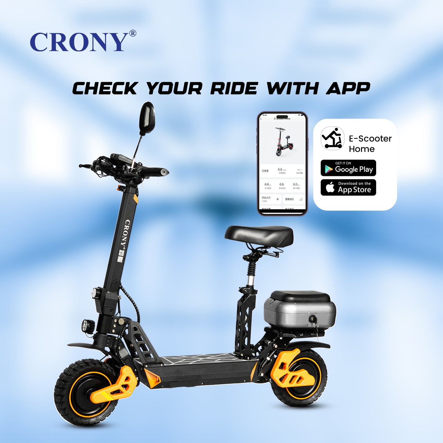 CRONY M4 Max Foldable Electric Scooter with Front/Rear Suspension Designed