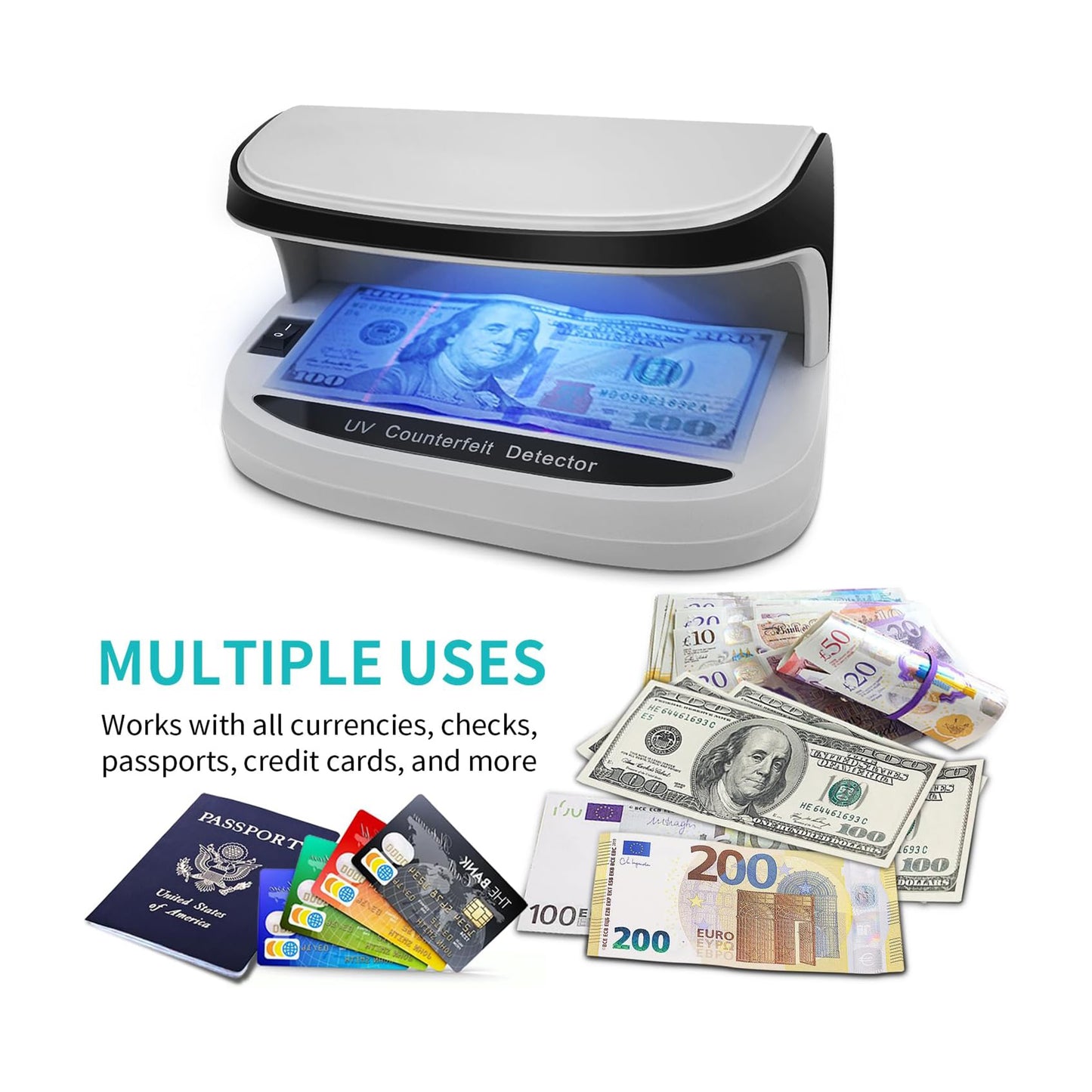 CRONY Banknote Verifiers AL-09 Auto UV Counterfeit Money Detector Handy Mini Counterfeit Money Detector Scanner Machine With UV