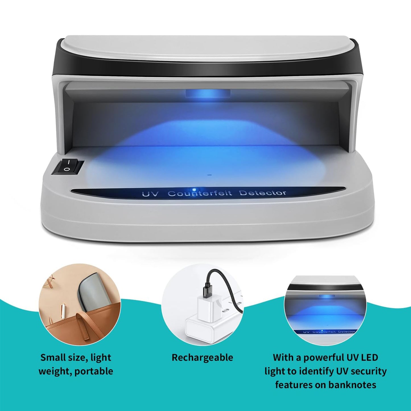 CRONY Banknote Verifiers AL-09 Auto UV Counterfeit Money Detector Handy Mini Counterfeit Money Detector Scanner Machine With UV