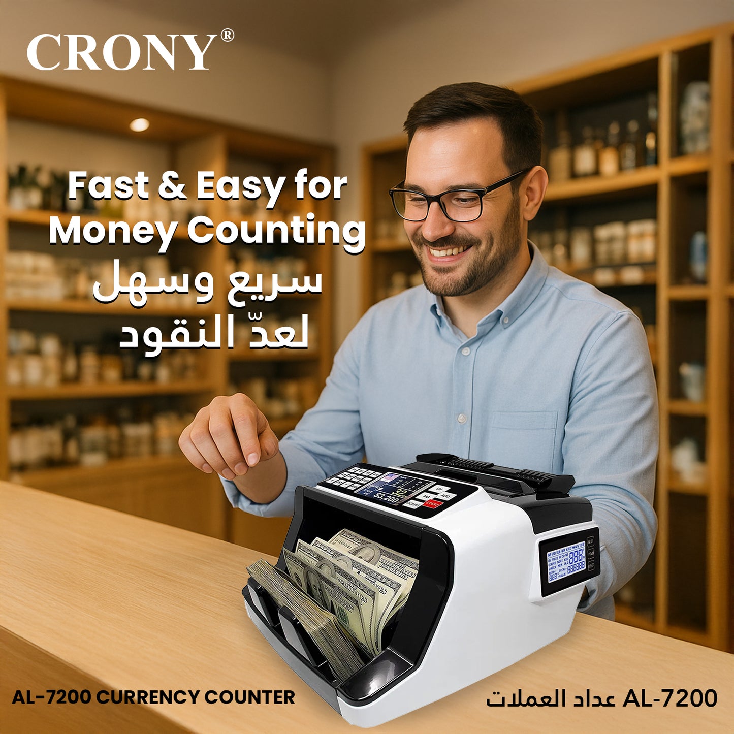 CRONY AL-7200 Currency Counter Single Denomination Value Counter Banknote Verifiers