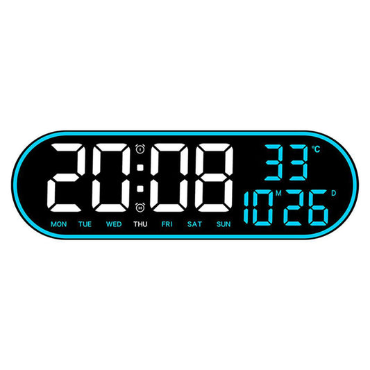 CRPONY 8021 White+Blue Electronic Clock Display 5 Adjustable Brightness Wall Clock For Home Farmhouse Office