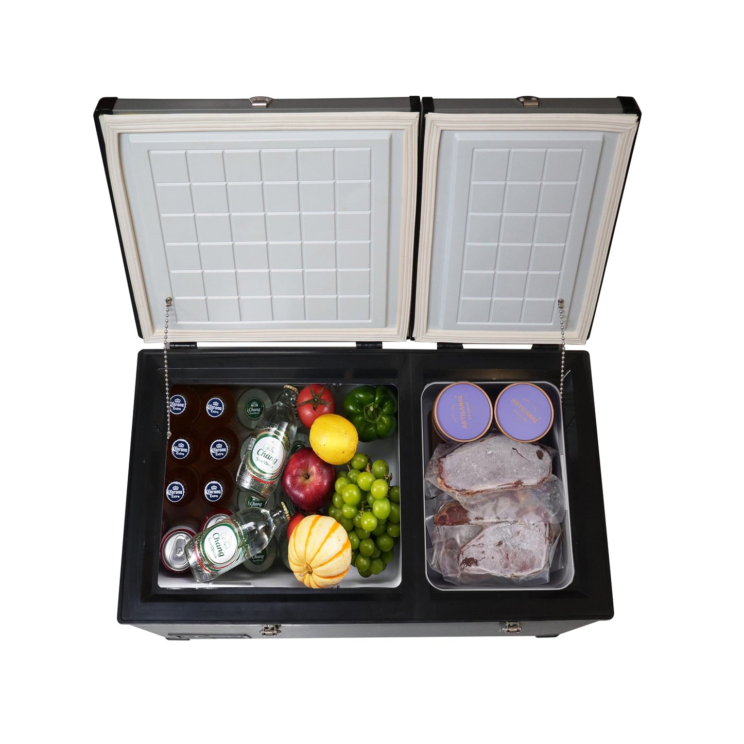 CRONY BCD80 80L Portable Car Refrigerator Freezer for RV Truck Outdoor Use with LCD Temperature Control -20 to 10 Celsius