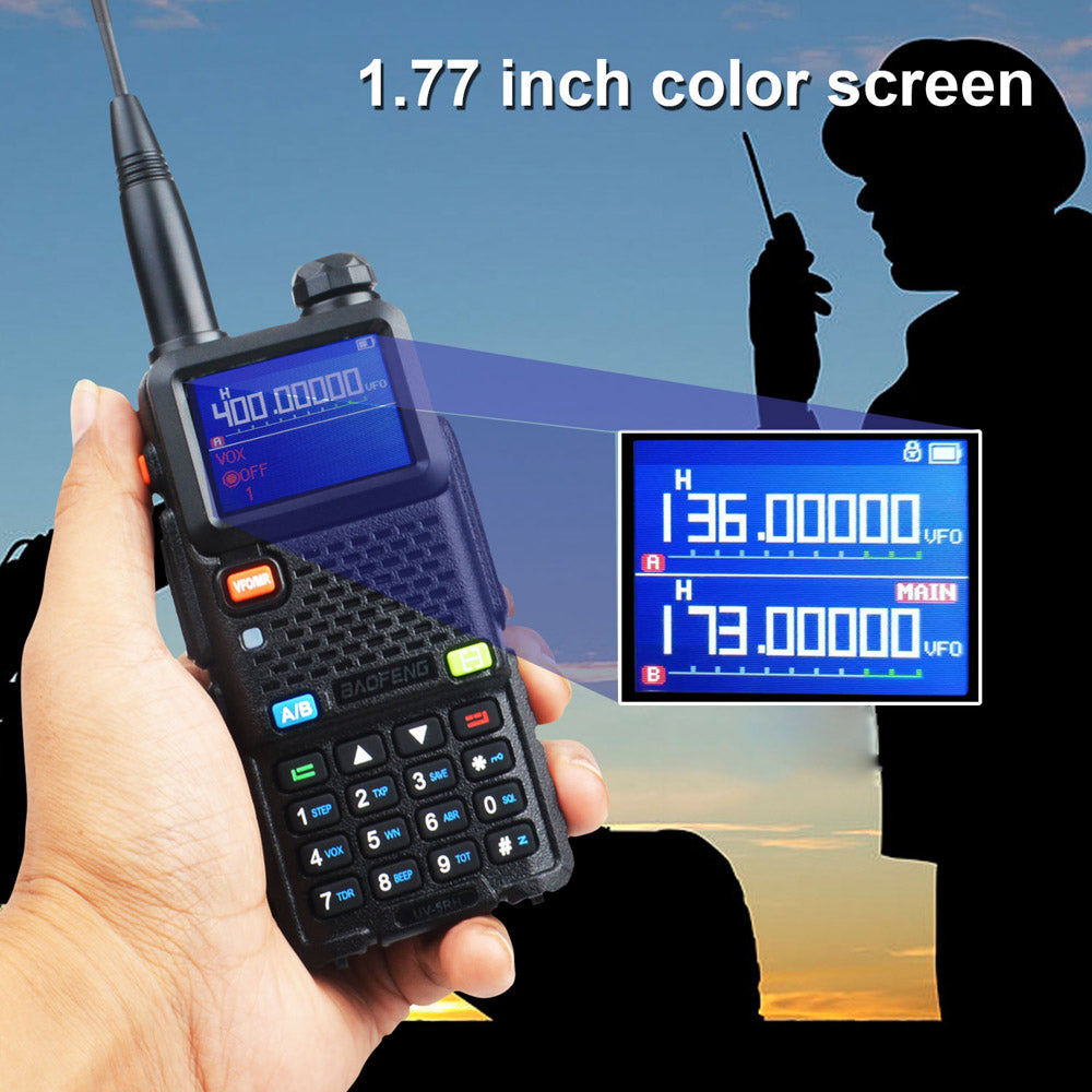 Baofeng UV-5RH 7W UHF (400-480MHz) VHF (136-174MHz) Tri-Bands 999Ch Frequency Search Weather Forecast FM Walkie Talkie