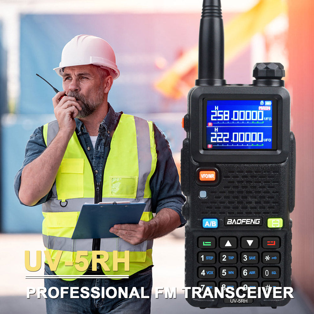 Baofeng UV-5RH 7W UHF (400-480MHz) VHF (136-174MHz) Tri-Bands 999Ch Frequency Search Weather Forecast FM Walkie Talkie