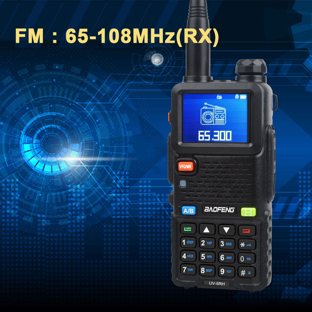Baofeng UV-5RH 7W UHF (400-480MHz) VHF (136-174MHz) Tri-Bands 999Ch Frequency Search Weather Forecast FM Walkie Talkie