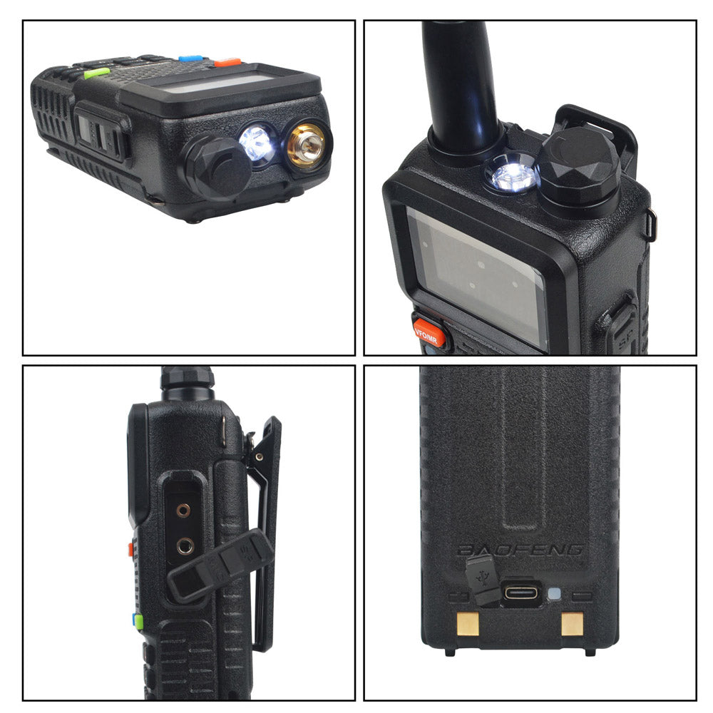 Baofeng UV-5RH 7W UHF (400-480MHz) VHF (136-174MHz) Tri-Bands 999Ch Frequency Search Weather Forecast FM Walkie Talkie