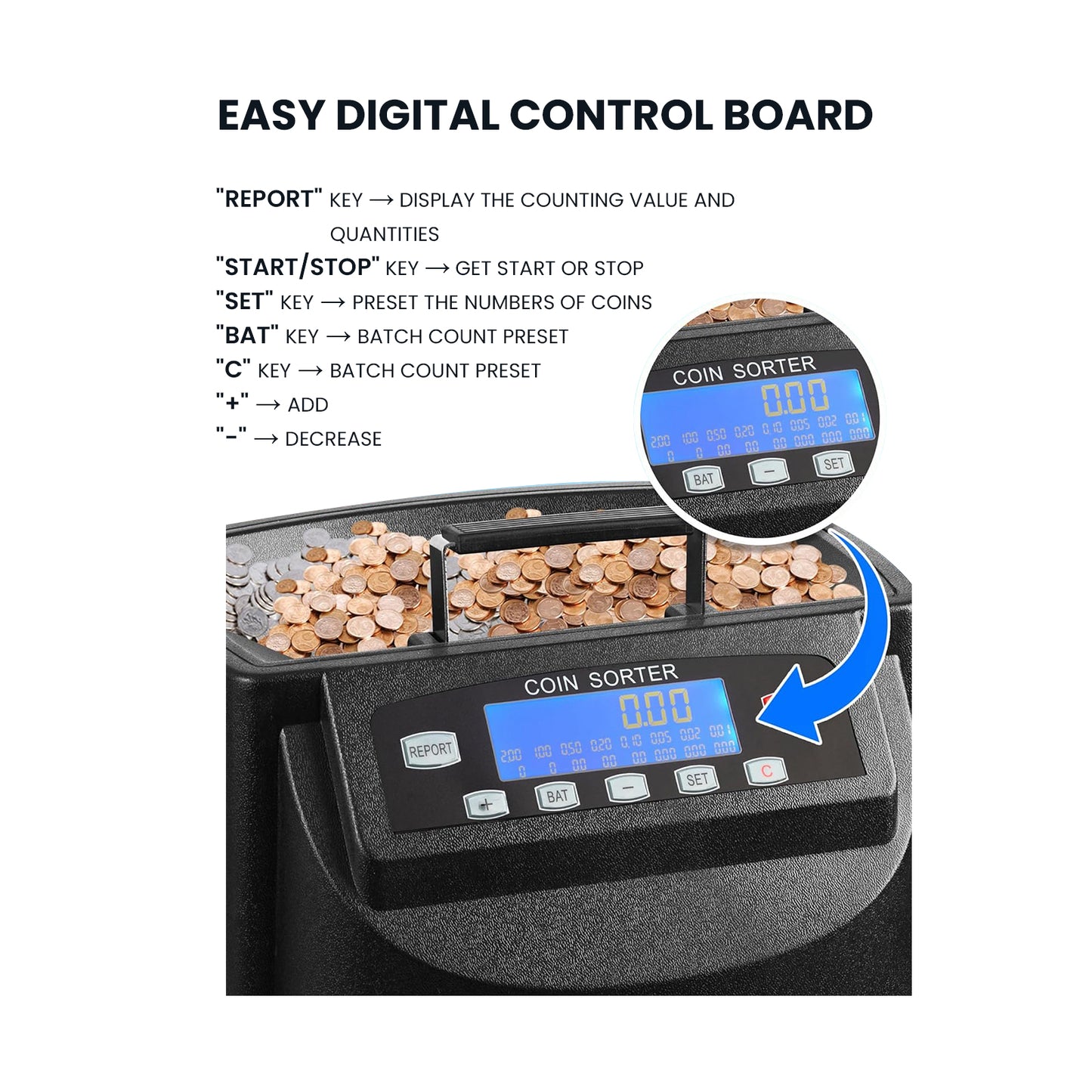 CRONY Banknote Verifiers CN-550 Coin counting machine LCD screen coin sorting machine Export coin counting machine Money Counter