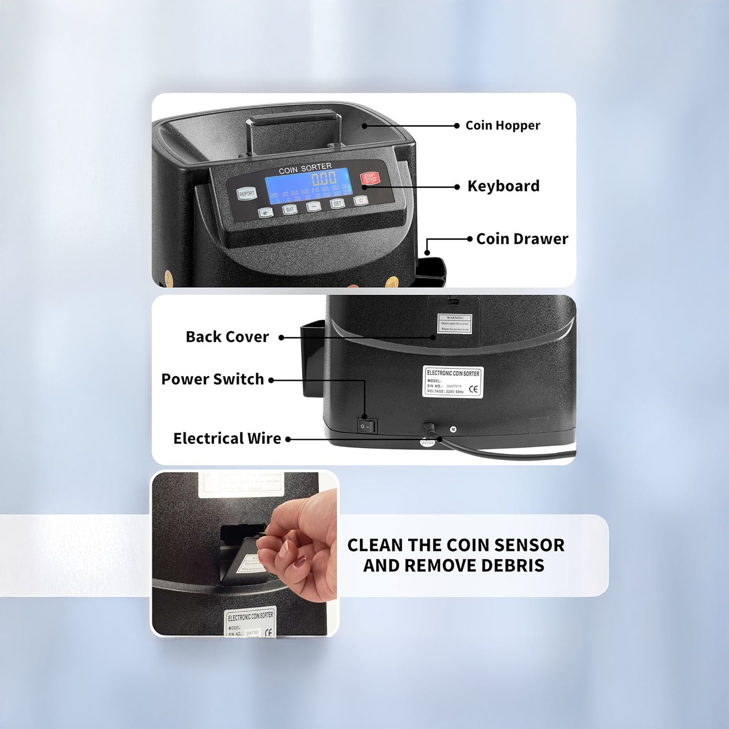 CRONY Banknote Verifiers CN-550 Coin counting machine LCD screen coin sorting machine Export coin counting machine Money Counter