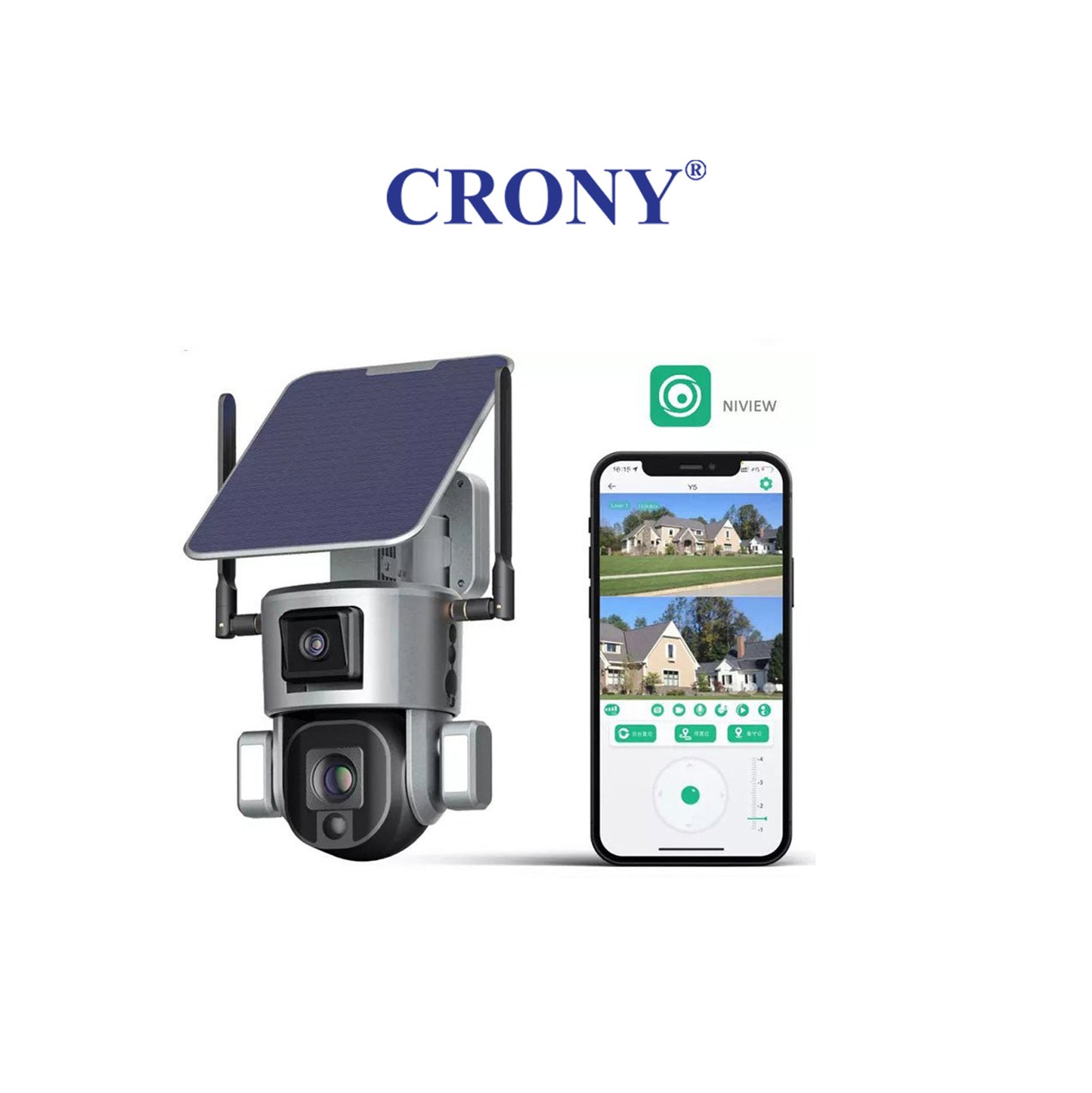 كاميرا PTZ بطارية مزدوجة الربط بالطاقة الشمسية CRONY D5 4G-4K-8MP كاميرا مراقبة لاسلكية 8 ميجابكسل خارجية مقاومة للماء IP66 كاميرا شمسية مزدوجة