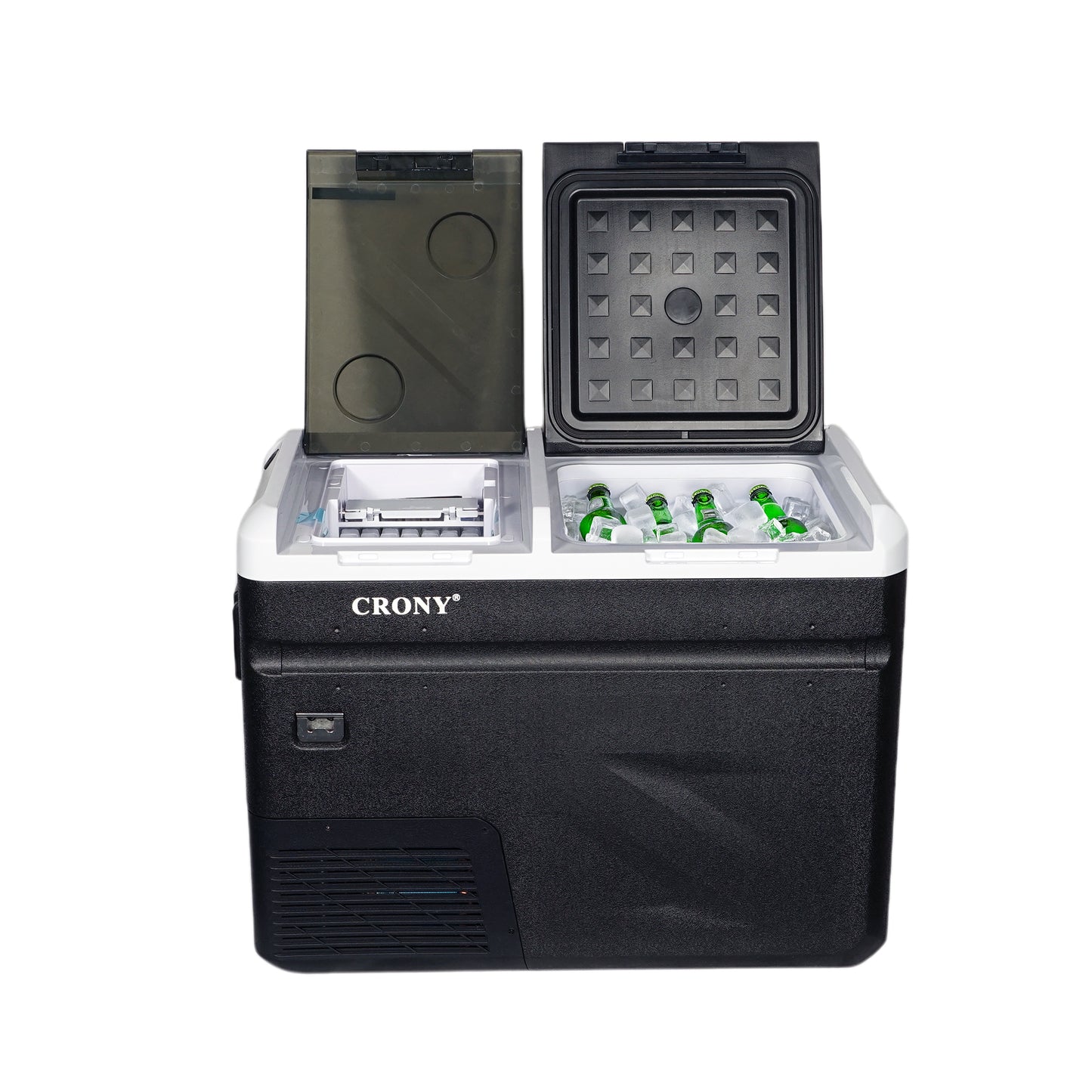 CRONY IC36 36L Home and Car Vehicle Refrigerator With Ice Machine Bottle Opener Cup Holder Car Battery Protection