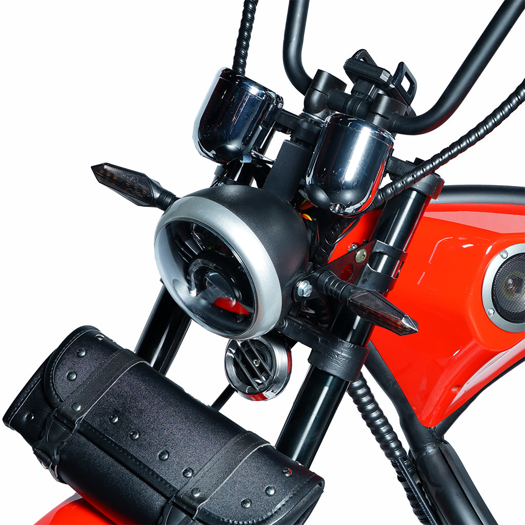 CRONY NEW X1 Harley Electrocar car With BT Speaker Electrocar car Citycoco Fat Tire electric scooter Red