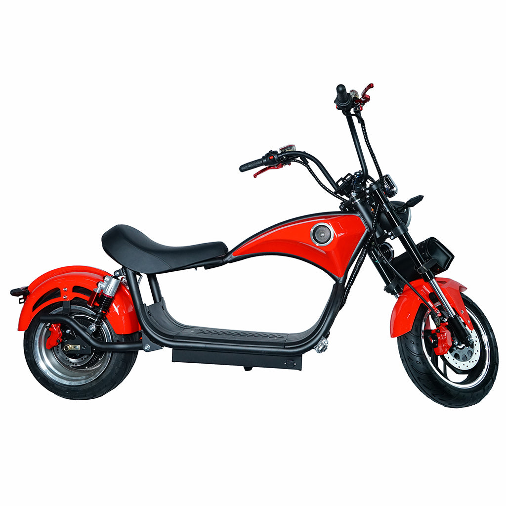 CRONY NEW X1 Harley Electrocar car With BT Speaker Electrocar car Citycoco Fat Tire electric scooter Red