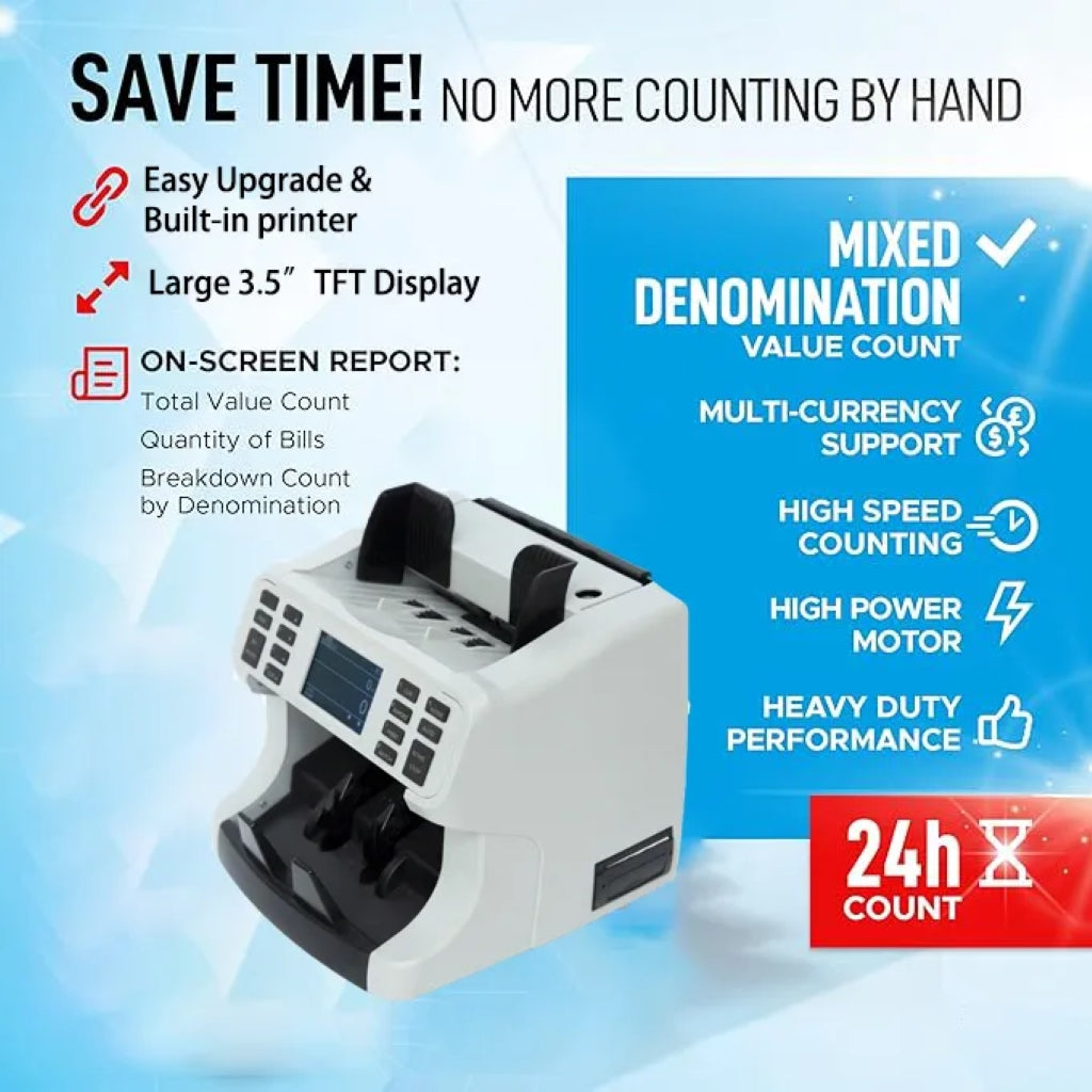 CRONY H-8700 High-Speed Smart Bill Counter 1200 Notes/Min Built-in Thermal Printer TFT Display Banknote Verifiers